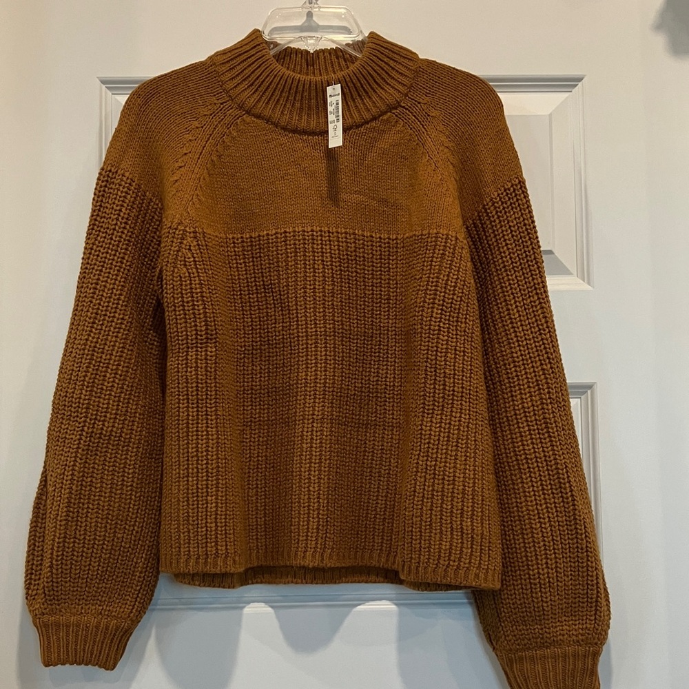 NWT Madewell Balloon-Sleeve Mockneck Sweater Acorn